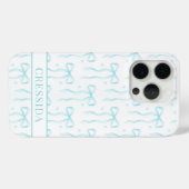Aqua Coquette Boogjes Monogram Case-Mate iPhone Case (Achterkant (horizontaal))