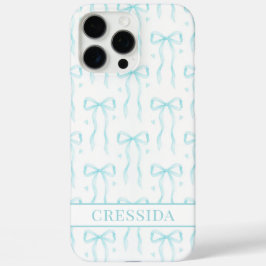 Aqua Coquette Boogjes Monogram iPhone 16 Pro Max Hoesje