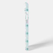 Aqua Coquette Boogjes op Strepen Monogram Case-Mate iPhone Case (Achterkant / Links)
