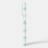 Aqua Coquette Boogjes op Strepen Monogram Case-Mate iPhone Case (Achterkant / Links)