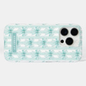 Aqua Coquette Boogjes op Strepen Monogram Case-Mate iPhone Case (Achterkant (horizontaal))