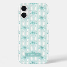 Aqua Coquette Boogjes op Strepen Monogram Hoesje-M