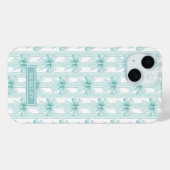 Aqua Coquette Strikken met Monogram Case-Mate iPhone Case (Achterkant (horizontaal))