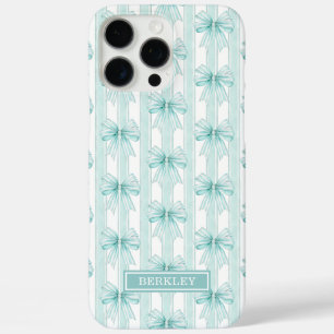 Aqua Coquette Strikken met Monogram iPhone 16 Pro Max Hoesje