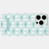 Aqua Coquette Strikken met Monogram Case-Mate iPhone Case (Achterkant (horizontaal))