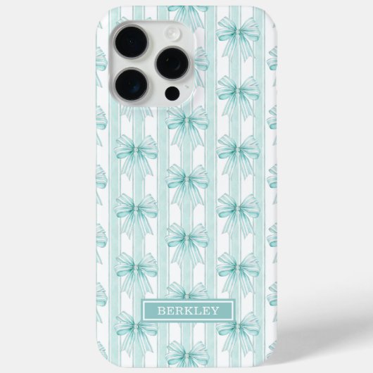 Aqua Coquette Strikken met Monogram Case-Mate iPhone Case (Achterkant)