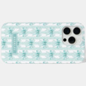 Aqua Coquette Strikken met Monogram Case-Mate iPhone Case (Achterkant (horizontaal))