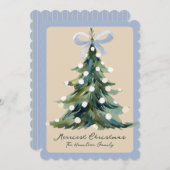 Aqua Coquette Versierde Rococo Strikker Kerstboom Feestdagenkaart (Voorkant / Achterkant)