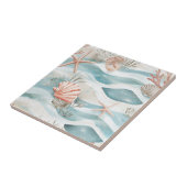 Aqua Coral Botanisch Kustpatroon Tegeltje (Zijkant)