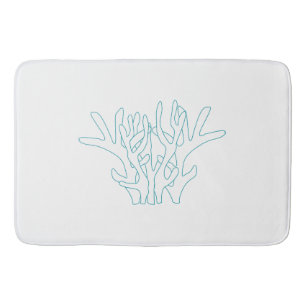Aqua Coral Branch White Badmat