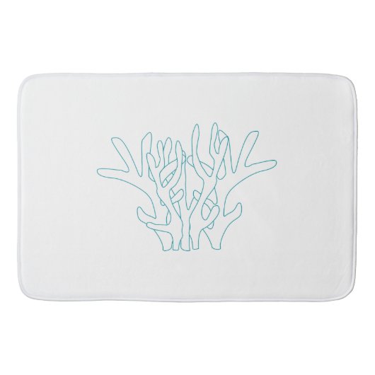 Aqua Coral Branch White Badmat (Voorkant)