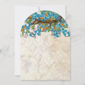 Aqua & Coral Cherry Blossom Tea Stain Invitations Kaart (Achterkant)