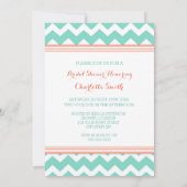 Aqua Coral Chevron Bridal - Uitnodigingskaarten Kaart (Achterkant)