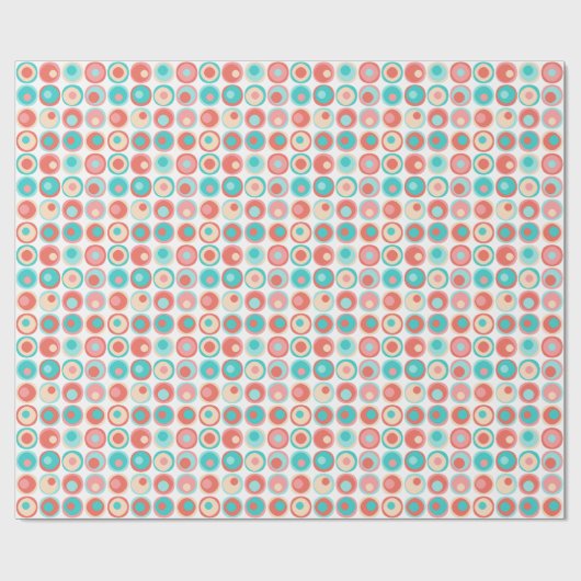 Aqua Coral Circles Cadeaupapier (Vlak)