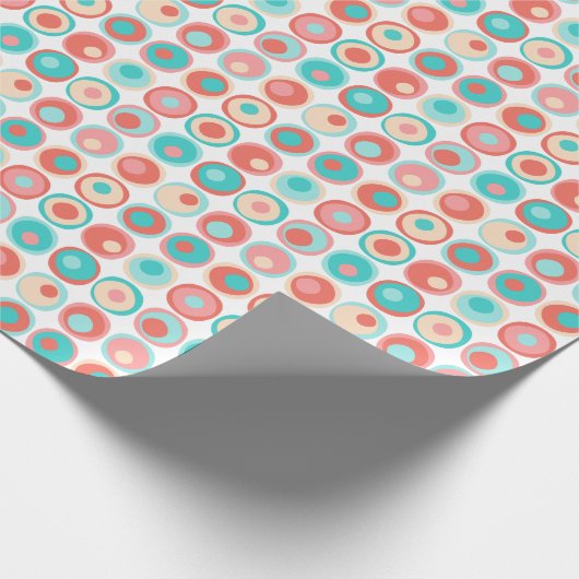 Aqua Coral Circles Cadeaupapier (Hoek)