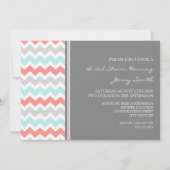 Aqua Coral Gray Chevron Bridal Shower Kaart (Achterkant)