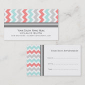 Aqua Coral Gray Chevron Salon Appointment Kaarten Afsprakenkaartje (Voorkant / Achterkant)