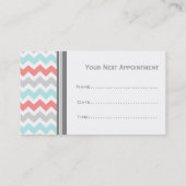 Aqua Coral Gray Chevron Salon Appointment Kaarten Afsprakenkaartje (Achterkant)