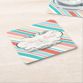 Aqua & Coral Kartonnen Onderzetters (Schuin)