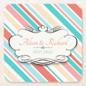 Aqua & Coral Kartonnen Onderzetters (Voorkant)