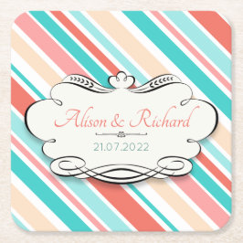 Aqua & Coral Kartonnen Onderzetters