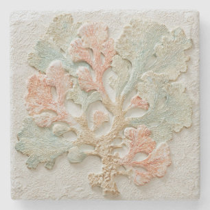 Aqua Coral Kusttak Kunst Stenen Onderzetter