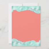 Aqua Coral Pink Silver Foil Glitter Wedding Kaart (Achterkant)