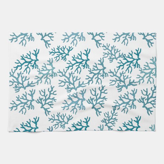 Aqua Coral Reef-patronen Theedoek (Horizontaal)