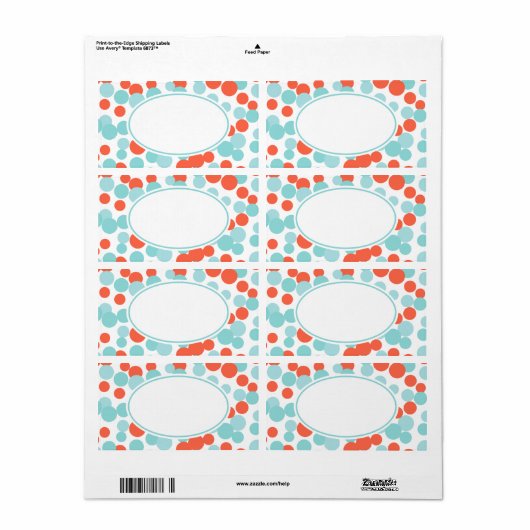 Aqua Coral Stippen Labels (Full Sheet)