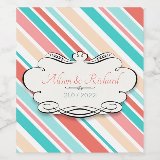 Aqua & Coral Wijn Etiket (Enkel label)