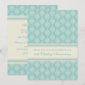 Aqua Cream 25th Jubileum Party Invitation Kaart (Voorkant / Achterkant)