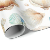 Aqua Cream Beach Shells Bruidsmeisje Shower Cadeaupapier (Rol Hoek)