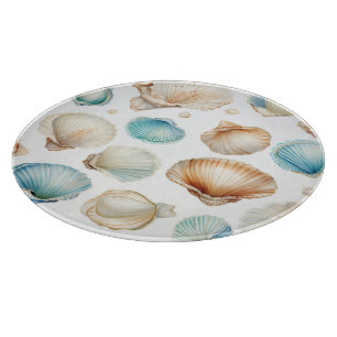 Aqua Cream Beach Shells Bruiloftsfeest Snijplank