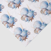 Aqua Cream Beach Shells Bruiloftsfeest Tissuepapier (Detail)