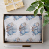 Aqua Cream Beach Shells Bruiloftsfeest Tissuepapier (Geschenk)