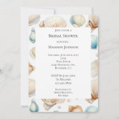 Aqua Cream Beach Shells Vrijgezellenfeest Kaart (Voorkant)