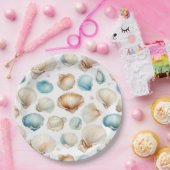 Aqua Cream Beach Shells Vrijgezellenfeest Papieren Bordje (Feest)