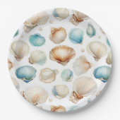 Aqua Cream Beach Shells Vrijgezellenfeest Papieren Bordje (Voorkant)
