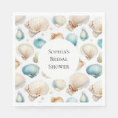 Aqua Cream Beach Shells Vrijgezellenfeest Servet (Voorkant)