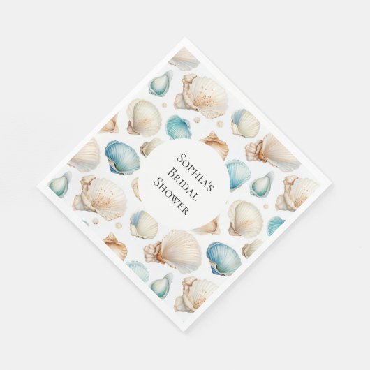 Aqua Cream Beach Shells Vrijgezellenfeest Servet (Hoek)