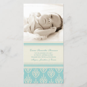 Aqua Cream Bedankt Baby Shower Fotokaarten