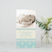 Aqua Cream Bedankt Baby Shower Fotokaarten (Staand voorkant)