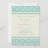 Aqua Cream Foto 90th Birthday Party Invitations Kaart (Achterkant)