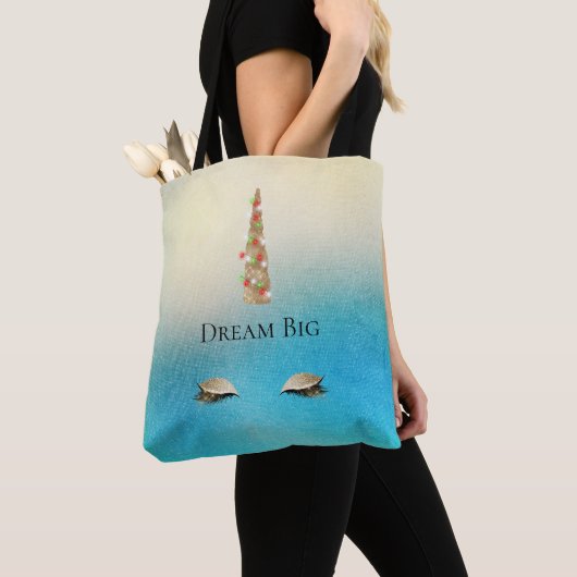 Aqua Cream Gold Sparkle Glam Unicorn Lights Tote Bag (Dichtbij)