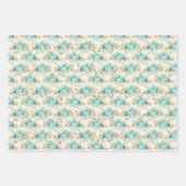 Aqua Cream Goud Bloemen Inpakpapier Vel (Voorkant 2)