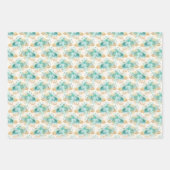 Aqua Cream Goud Bloemen Inpakpapier Vel (Voorkant)