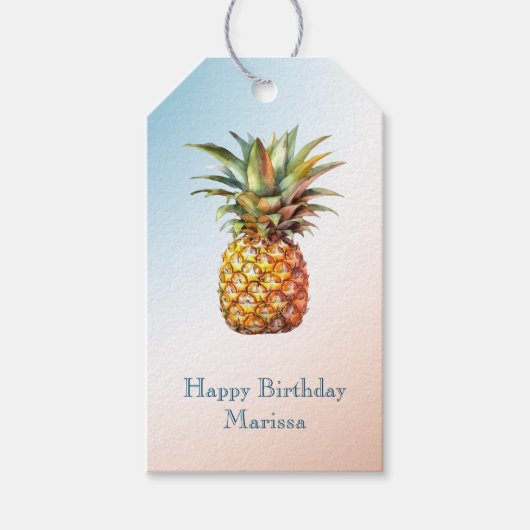 Aqua Cream Happy tropische ananas Cadeaulabel (Voorkant)