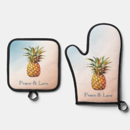 Aqua Cream Happy tropische ananas Ovenwant & Pannenlap Set