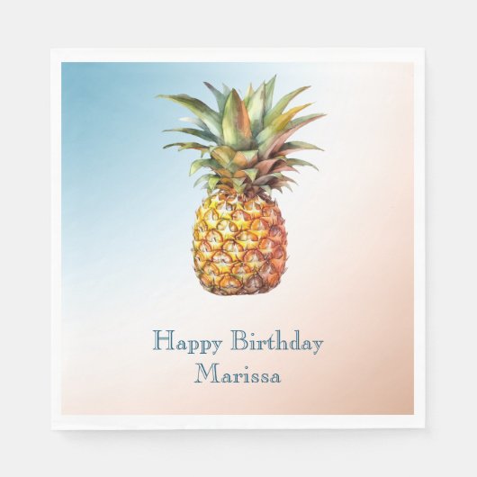 Aqua Cream Happy tropische ananas Servet (Voorkant)