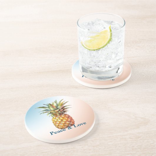 Aqua Cream Happy tropische ananas Zandsteen Onderzetter (Zijkant)